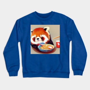 Kawaii Red Panda Eating Ramen Crewneck Sweatshirt